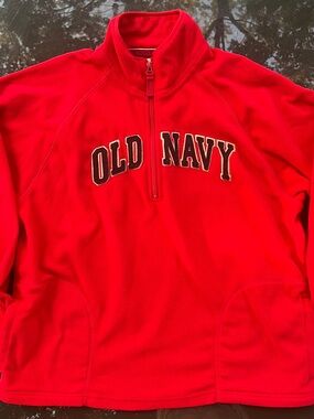 Old Navy Bright Red Quarter-Zip Pullover Fleece
